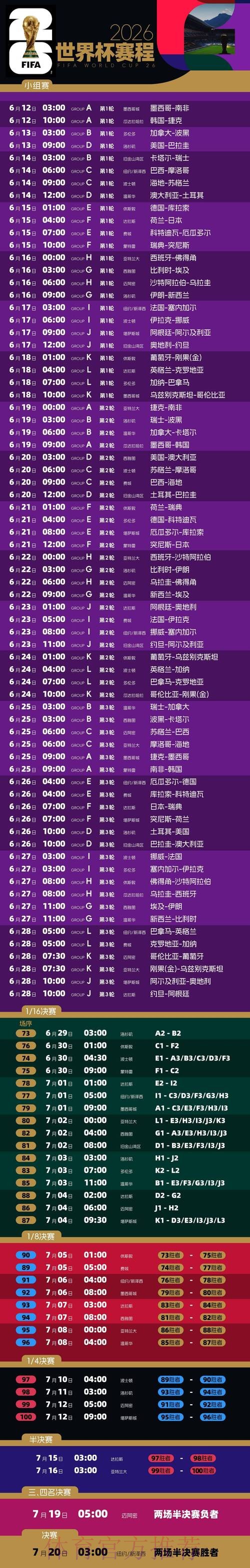 2026世界杯赛程今日全程直播实时查看 2026世界杯赛程今日全程直播实时查看